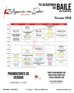 Verano 2026 - Nuevo horario de clases en Elegancia con Sabor