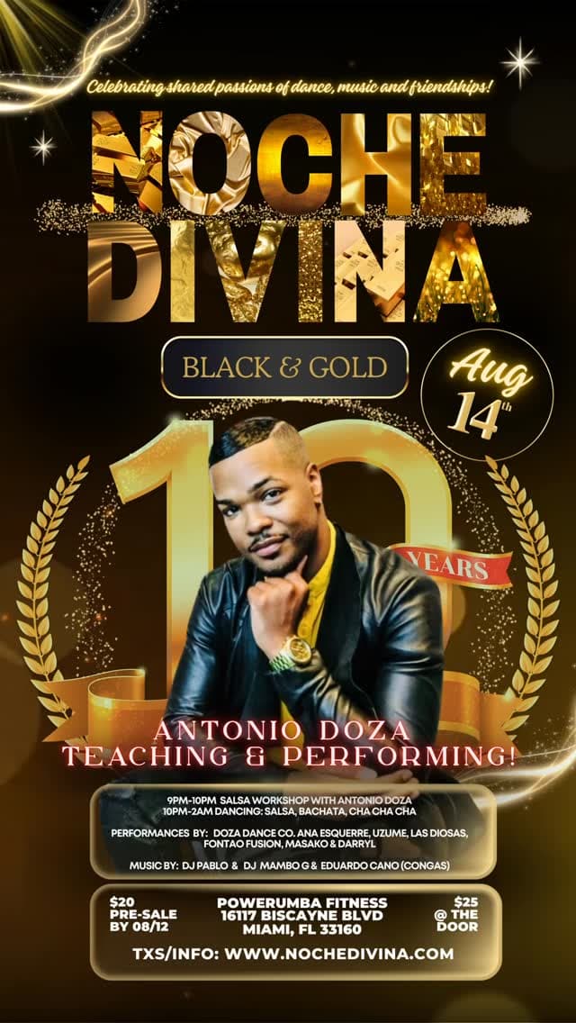 Noche Divina 10 Year Anniversary Black & Gold