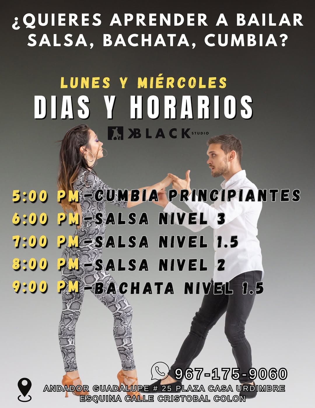Días y horarios Black Studio