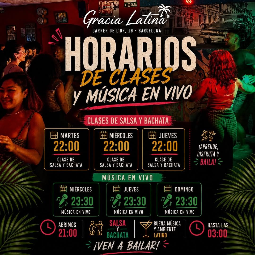 Horarios de clases y música en vivo