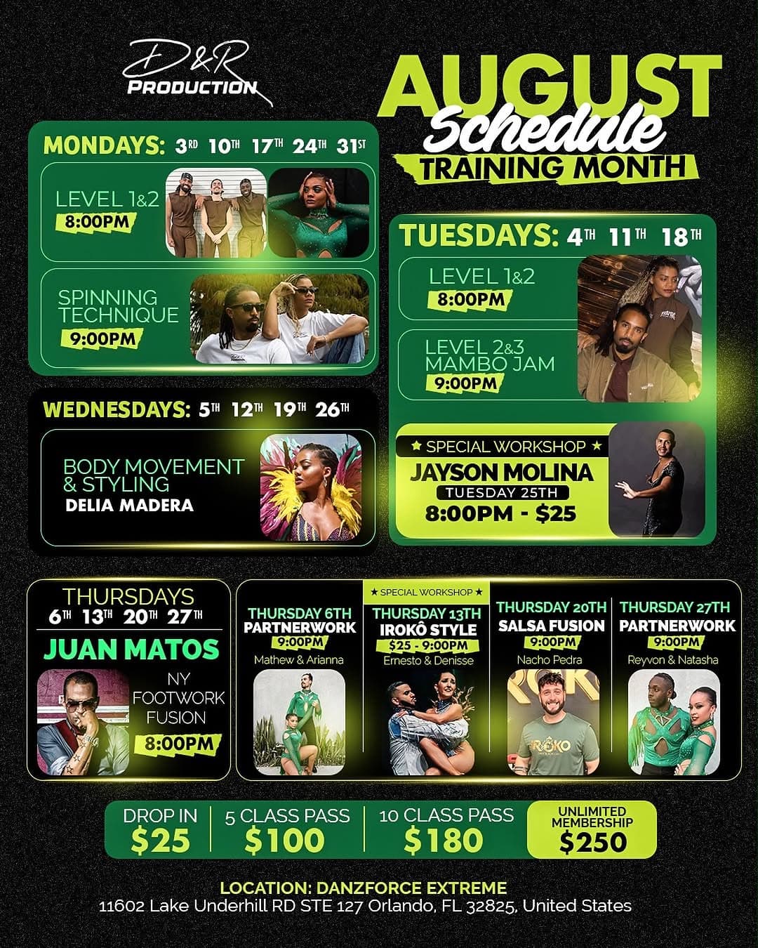 August Schedule Training Month